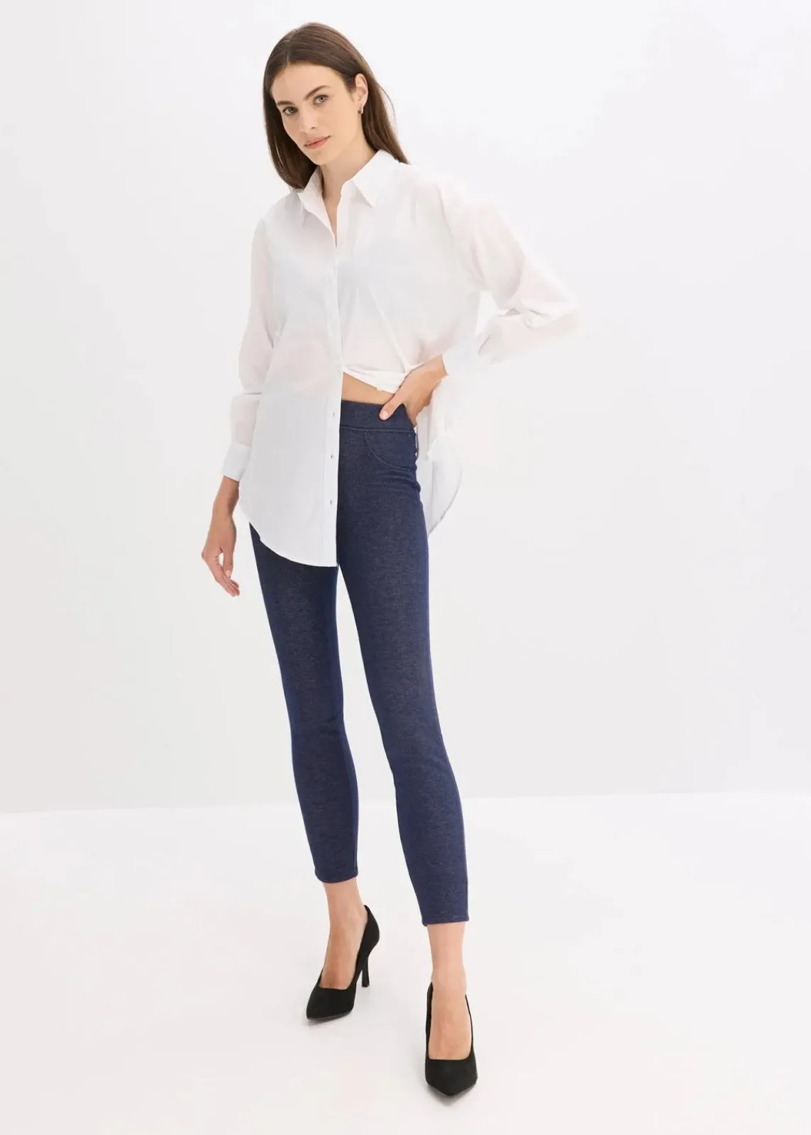 bonprix Bekleidung·Kleider|Hosen^Thermo-Strumpfleggings in Jeansoptik blau meliert