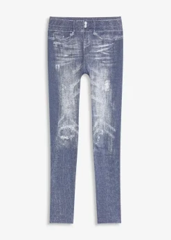 bonprix Bekleidung·Kleider|Thermounterwäsche^Thermo-Strumpfleggings mit weicher Innenseite blau jeansoptik