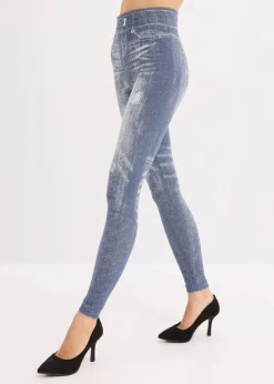 bonprix Bekleidung·Kleider|Thermounterwäsche^Thermo-Strumpfleggings mit weicher Innenseite blau jeansoptik