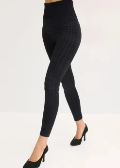 bonprix Bekleidung·Kleider|Thermounterwäsche^Thermo-Strumpfleggings mit weicher Innenseite und Hahnentrittmuster schwarz pepita bedruckt