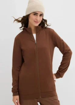 bonprix Sweat|Basics^Thermo-Sweatjacke hellbraun