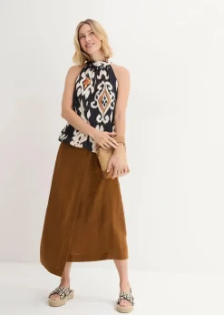 bonprix Shirts & Tops|Zweiteiler & Sets^Top schwarz/natur/sonnenbraun/latte macchiato bedruckt
