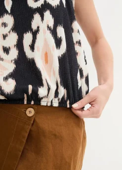 bonprix Shirts & Tops|Zweiteiler & Sets^Top schwarz/natur/sonnenbraun/latte macchiato bedruckt