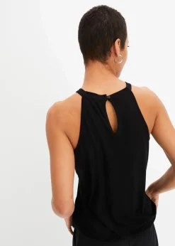 bonprix Shirts & Tops|Nachhaltigere Materialien^Top aus fließendem Viskose-Mix schwarz bedruckt
