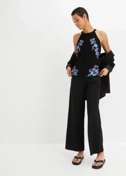 bonprix Shirts & Tops|Nachhaltigere Materialien^Top aus fließendem Viskose-Mix schwarz bedruckt