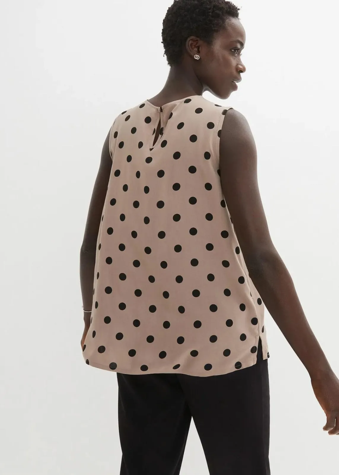 bonprix Shirts & Tops|Blusen & Tuniken^Top aus fließender Viskose taupe/schwarz