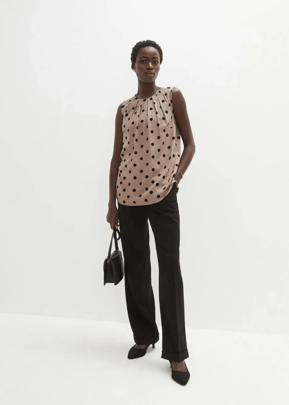 bonprix Shirts & Tops|Blusen & Tuniken^Top aus fließender Viskose taupe/schwarz