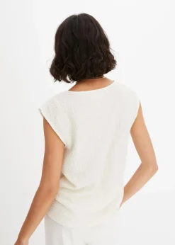 bonprix Shirts & Tops^Top aus leichtem Crêpe wollweiß