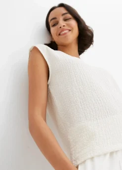 bonprix Shirts & Tops^Top aus leichtem Crêpe wollweiß