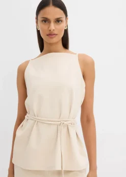 bonprix Shirts & Tops|Zweiteiler & Sets^Top aus Piqué kieselbeige