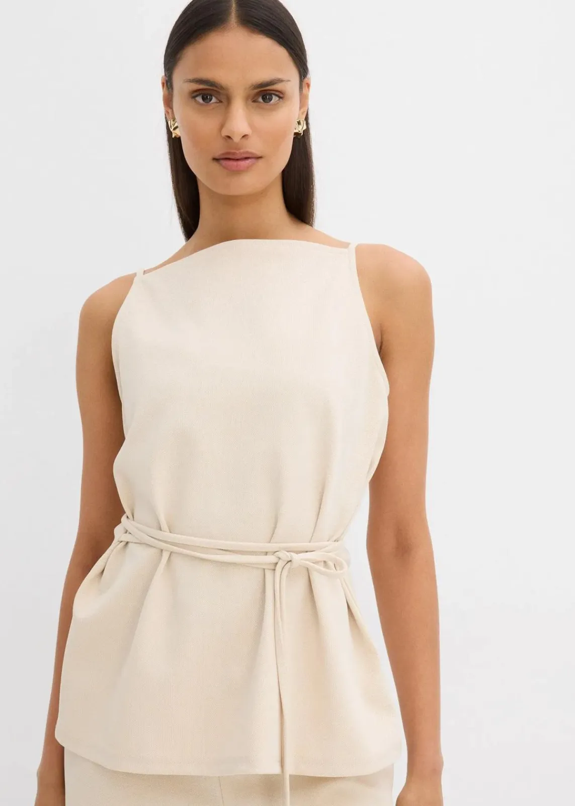 bonprix Shirts & Tops|Zweiteiler & Sets^Top aus Piqué kieselbeige
