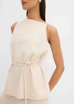bonprix Shirts & Tops|Zweiteiler & Sets^Top aus Piqué kieselbeige