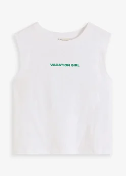 bonprix Shirts & Tops^Top aus reiner Baumwolle weiß/pazifikgrün bedruckt