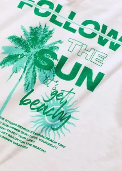 bonprix Shirts & Tops^Top aus reiner Baumwolle weiß/pazifikgrün bedruckt