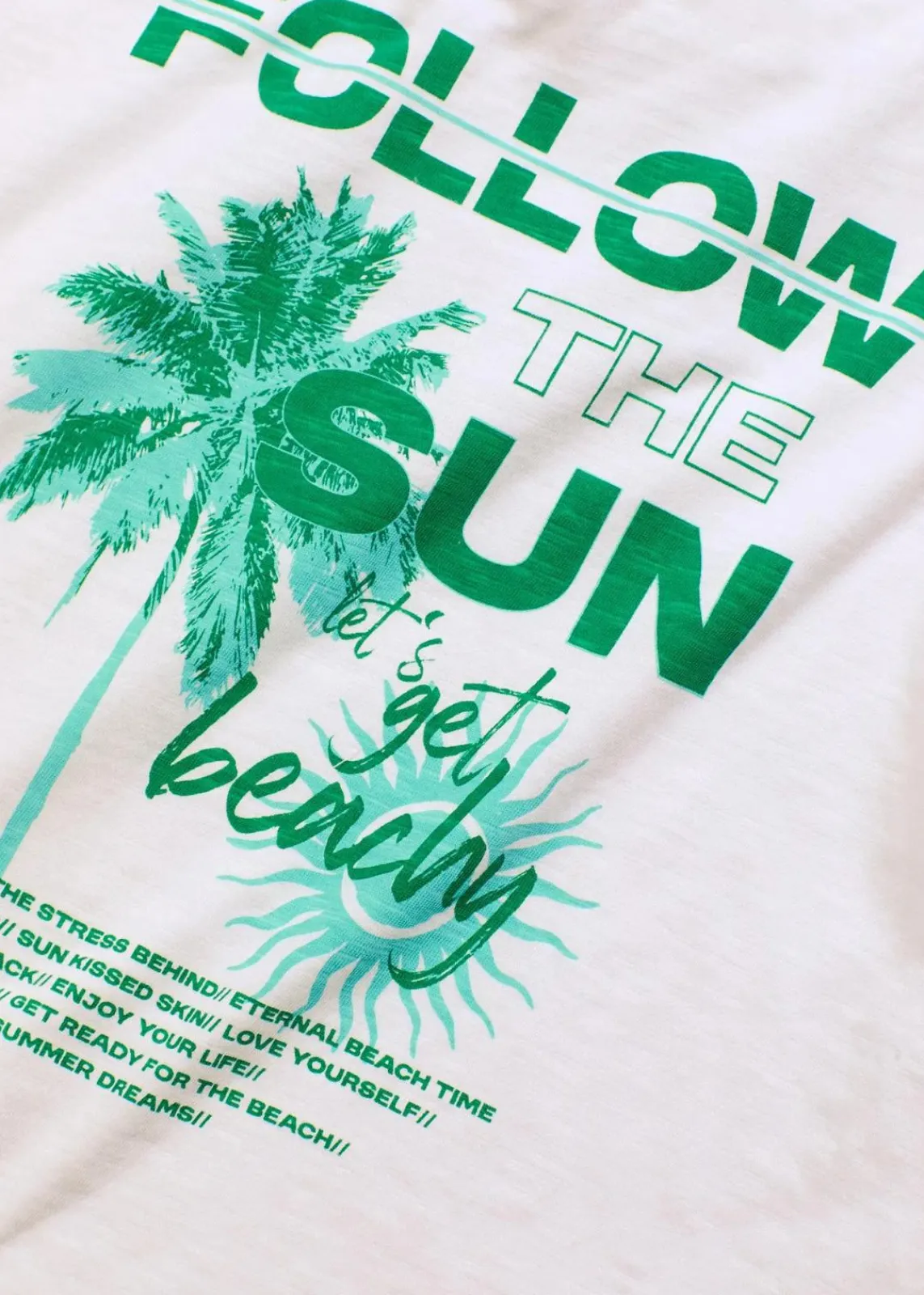 bonprix Shirts & Tops^Top aus reiner Baumwolle weiß/pazifikgrün bedruckt