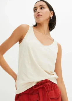 bonprix Nachhaltigere Materialien|Shirts & Tops^Top aus reiner Bio-Baumwolle kieselbeige