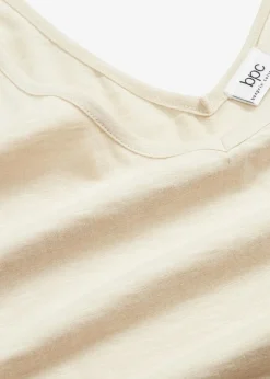 bonprix Nachhaltigere Materialien|Shirts & Tops^Top aus reiner Bio-Baumwolle kieselbeige