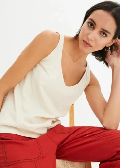 bonprix Nachhaltigere Materialien|Shirts & Tops^Top aus reiner Bio-Baumwolle kieselbeige