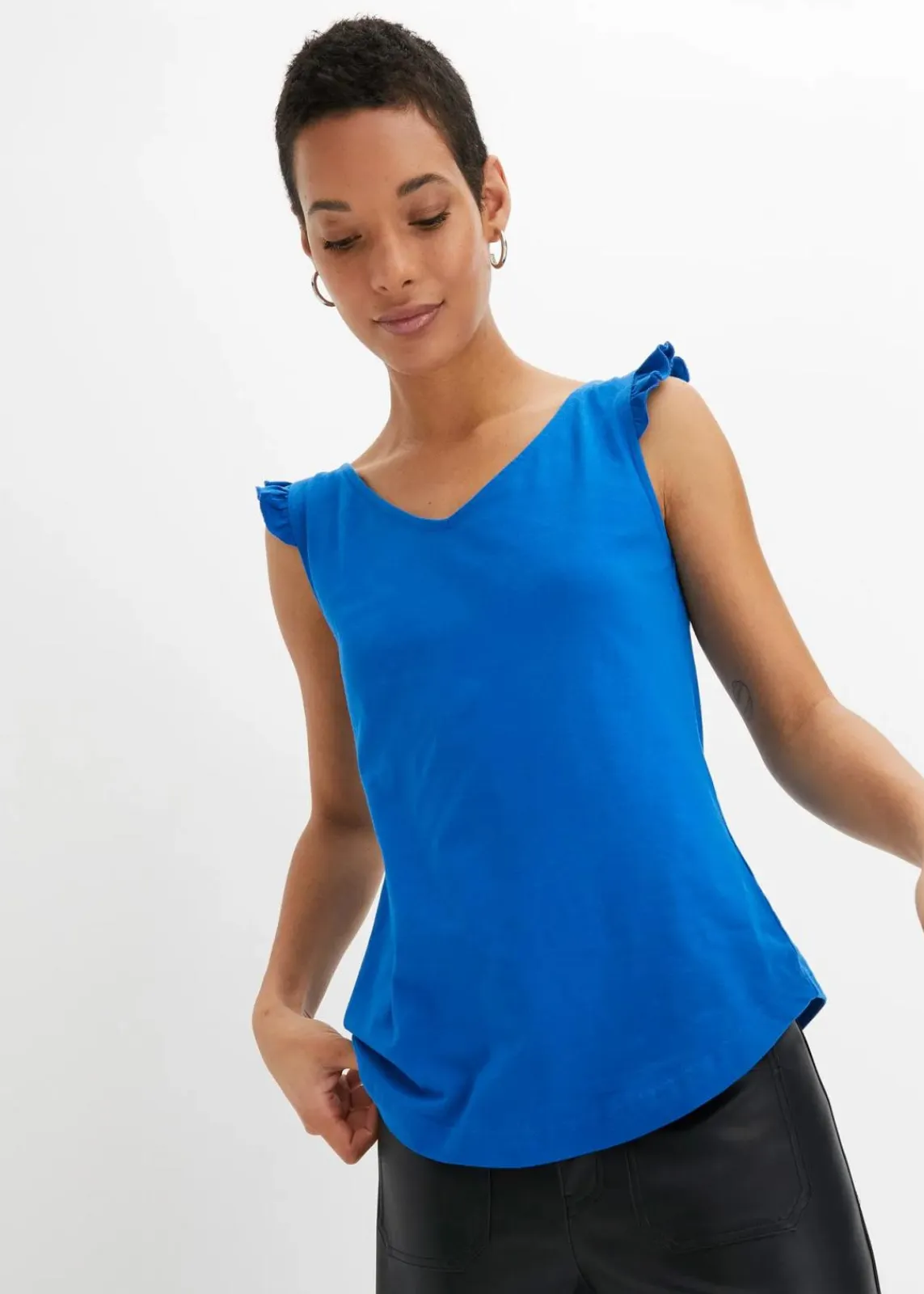 bonprix Nachhaltigere Materialien|Shirts & Tops^Top aus reiner Bio-Baumwolle azurblau