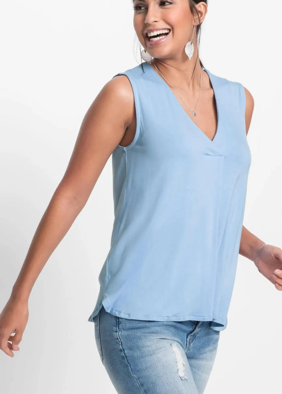 bonprix Shirts & Tops|Nachhaltigere Materialien^Top aus softem Viskose-Mix hellblau