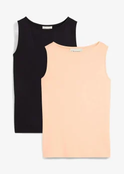 bonprix Bekleidung·Röcke|Basics^Top aus softer Viskose (2er Pack) schwarz/melba