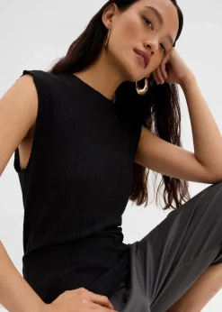 bonprix Shirts & Tops^Top aus strukturiertem Crinkle schwarz