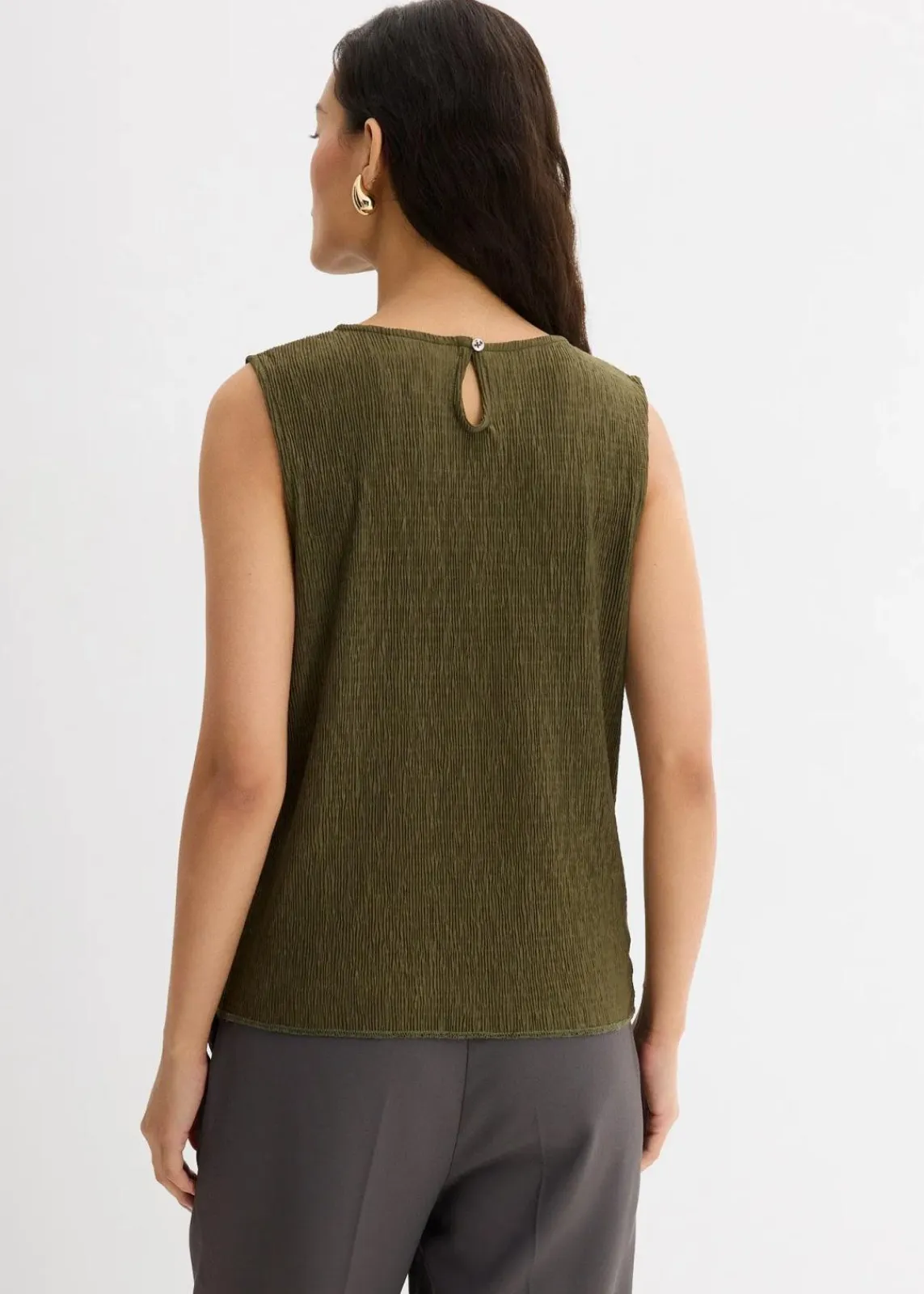 bonprix Shirts & Tops^Top aus strukturiertem Crinkle dunkeloliv