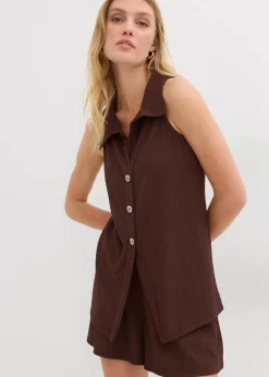 bonprix Shirts & Tops^Top aus strukturiertem Crêpe terrabraun