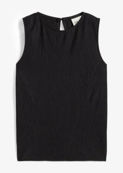 bonprix Shirts & Tops^Top aus strukturiertem Crinkle schwarz