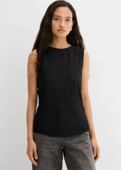 bonprix Shirts & Tops^Top aus strukturiertem Crinkle schwarz