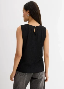 bonprix Shirts & Tops^Top aus strukturiertem Crinkle schwarz