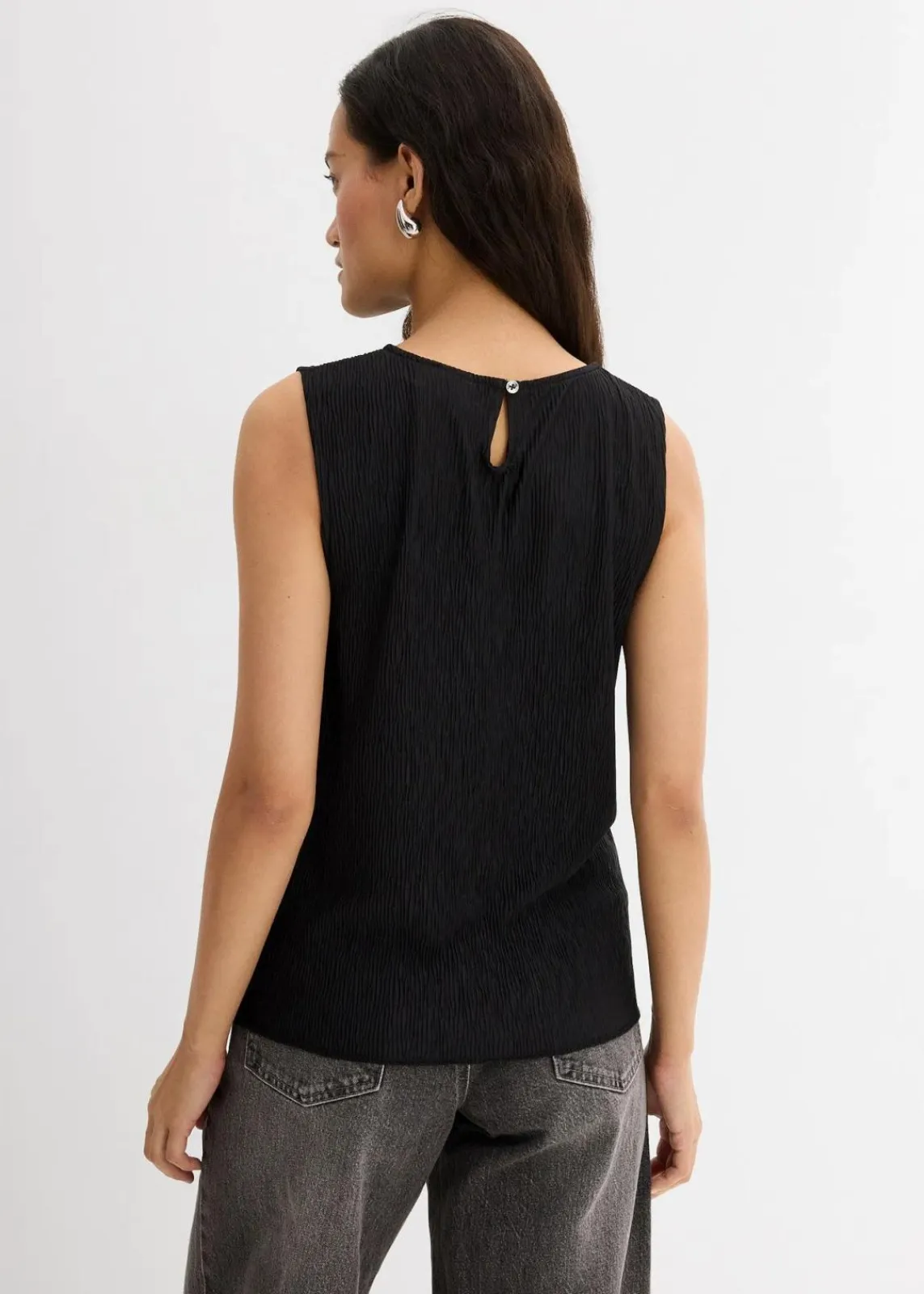 bonprix Shirts & Tops^Top aus strukturiertem Crinkle schwarz