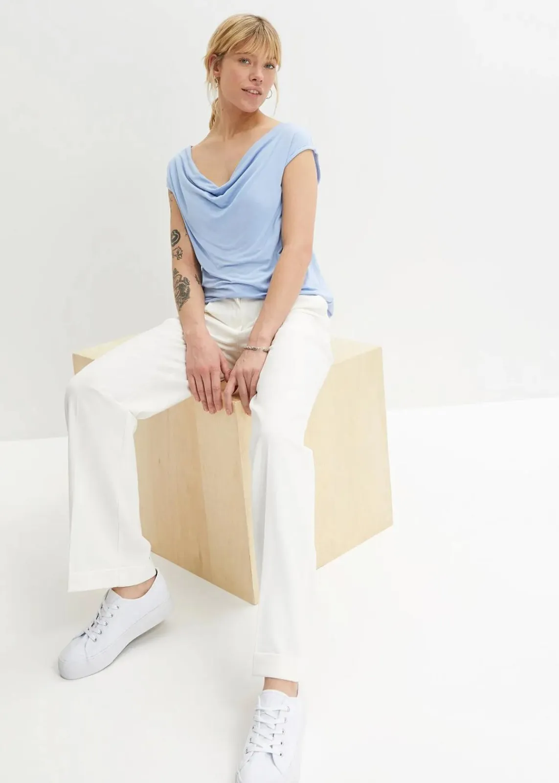 bonprix Shirts & Tops|Nachhaltigere Materialien^Top aus Viskose-Mix perlblau