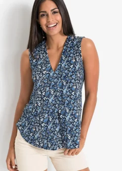 bonprix Shirts & Tops|Nachhaltigere Materialien^Top aus Viskose-Mix blau geblümt