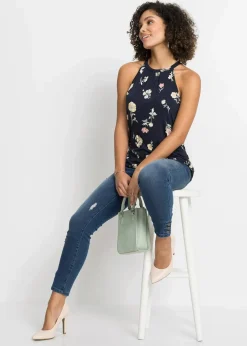 bonprix Shirts & Tops|Nachhaltigere Materialien^Top aus Viskose-Mix blau geblümt