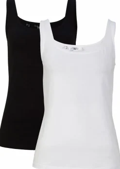 bonprix Shirts & Tops|Basics^Top (2er Pack) weiß + schwarz