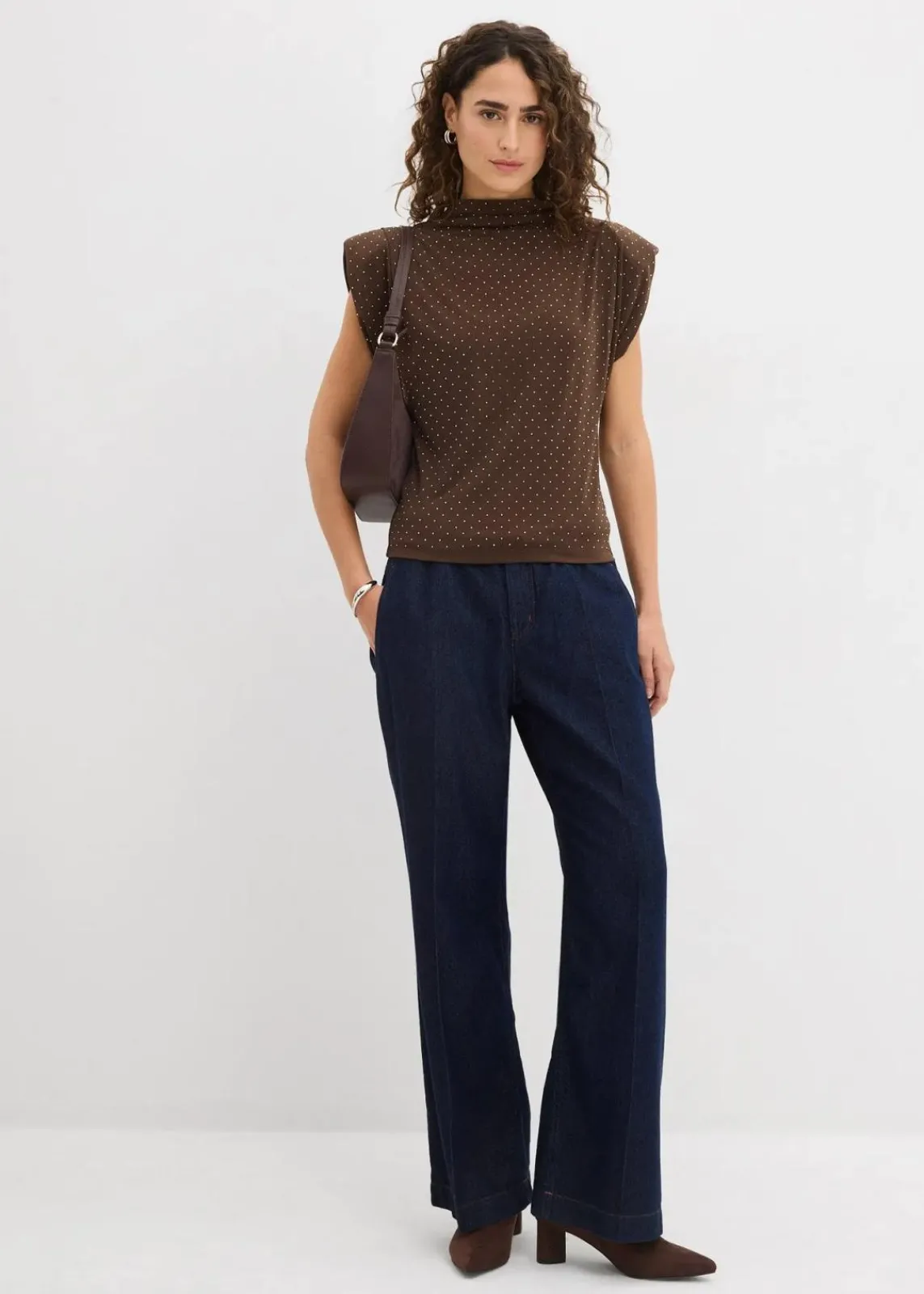 bonprix Shirts & Tops^Top mit Glitzersteinen braun