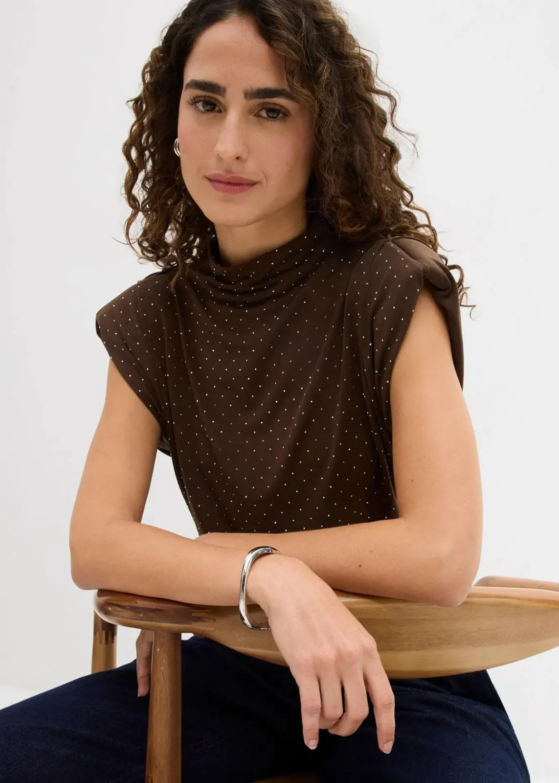 bonprix Shirts & Tops^Top mit Glitzersteinen braun