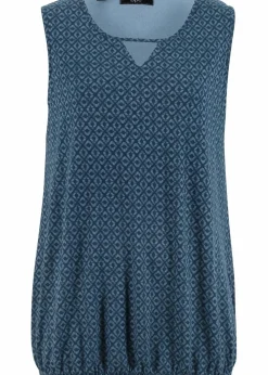 bonprix Nachhaltigere Materialien|Shirts & Tops^Top mit Gummizug dunkelblau bedruckt