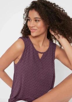 bonprix Shirts & Tops|Nachhaltigere Materialien^Top mit Gummizug holunderbeere bedruckt