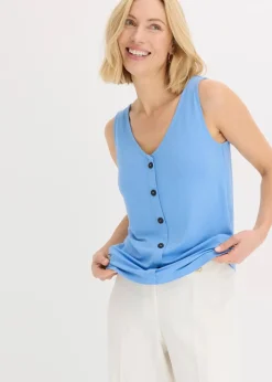 bonprix Shirts & Tops^Top mit Knopfleiste mittelblau