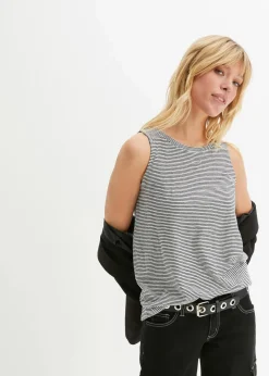 bonprix Shirts & Tops^Top mit Knopfleiste am Rücken blau/wollweiß geringelt
