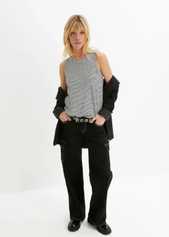 bonprix Shirts & Tops^Top mit Knopfleiste am Rücken blau/wollweiß geringelt