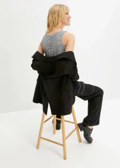 bonprix Shirts & Tops^Top mit Knopfleiste am Rücken blau/wollweiß geringelt