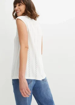 bonprix Shirts & Tops^Top mit Lochstickerei weiss