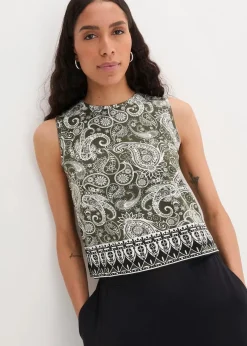 bonprix Shirts & Tops|Nachhaltigere Materialien^Top mit Muster aus Viskose dunkeloliv paisley