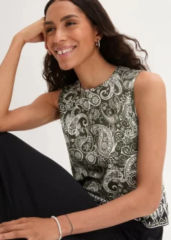 bonprix Shirts & Tops|Nachhaltigere Materialien^Top mit Muster aus Viskose dunkeloliv paisley