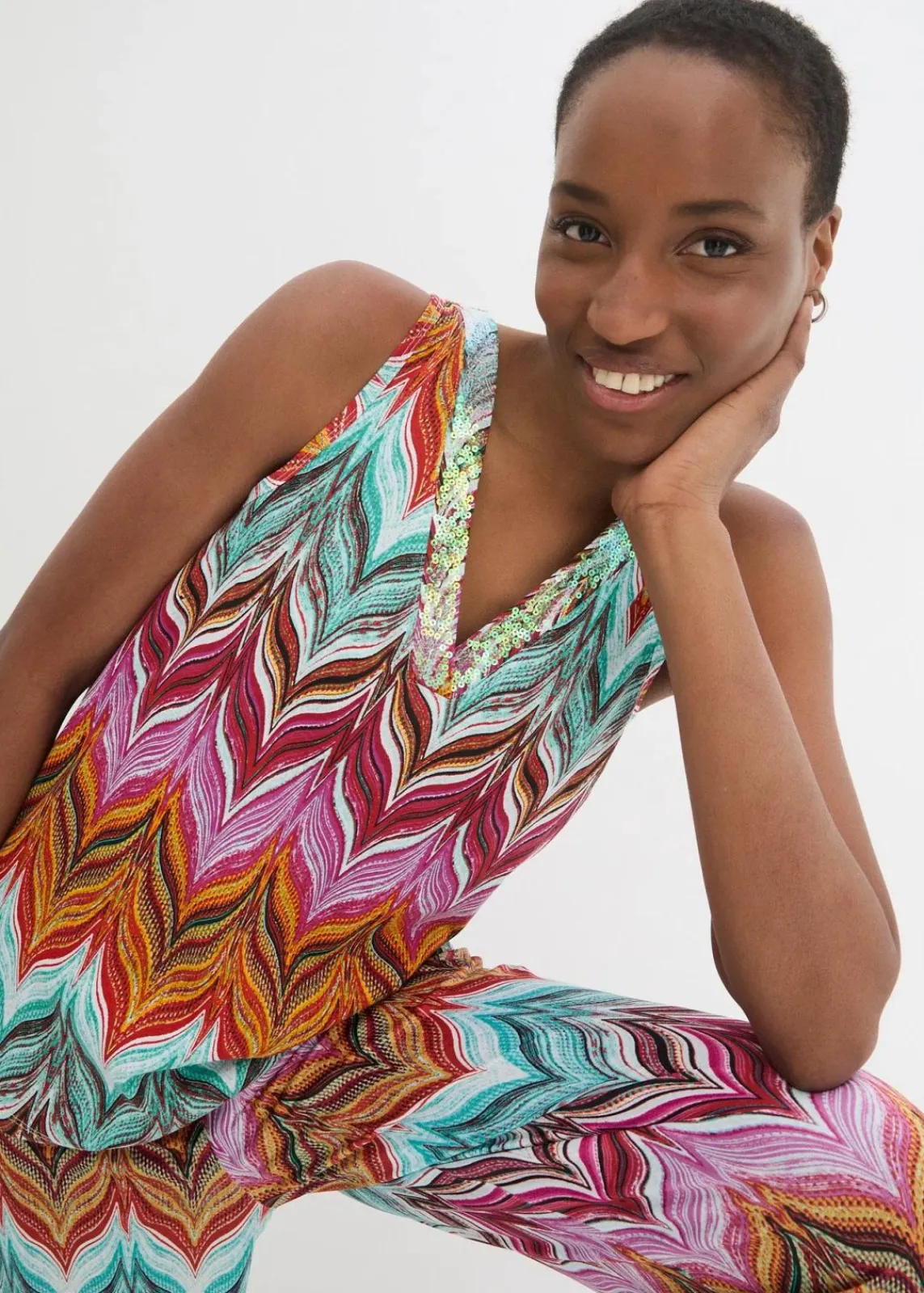 bonprix Shirts & Tops^Top mit Pailetten bunt bedruckt