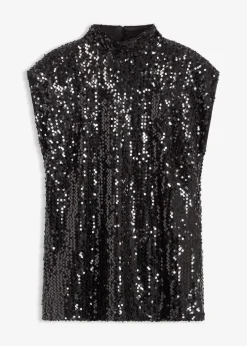 bonprix Shirts & Tops^Top mit Pailletten schwarz