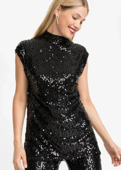 bonprix Shirts & Tops^Top mit Pailletten schwarz